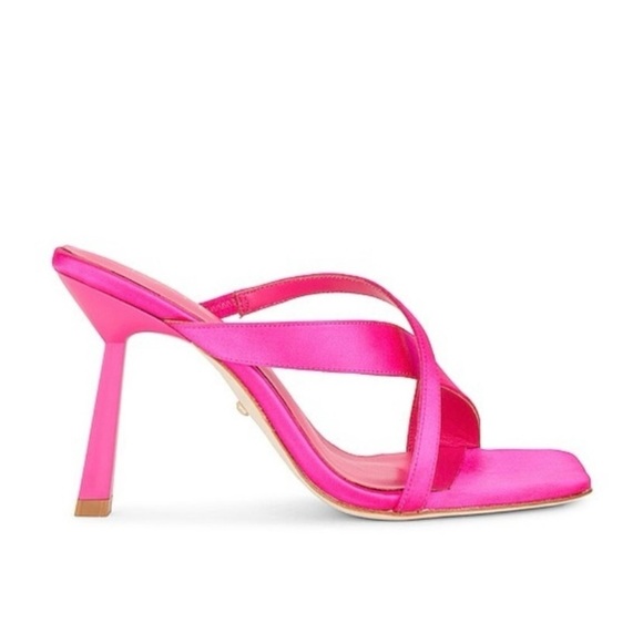 NEW RAYE Harolin Satin Heels Crisscross Vamp Straps Square Toe - Picture 2 of 7